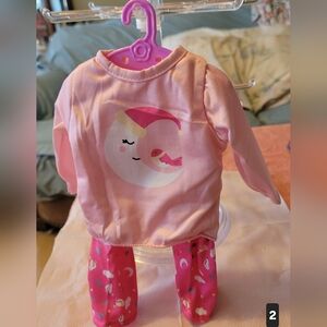 Pink DollPajamas with Moon and Bird Design